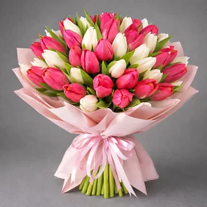 51 бело-розовый тюльпан